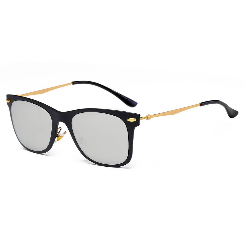 DUGALD | D31 - Classic Horn Rimmed Rectangle Fashion Sunglasses-Men's Fashion - Men's Accessories - Men's Glasses - Men's Sunglasses-Cramilo Eyewear-Silver-Granville Brothers