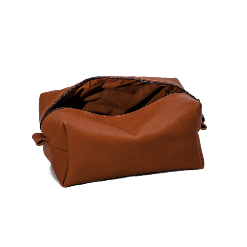 Leather Dopp Kit in Distressed Walnut for Men & Women-SutiSana-Granville Brothers