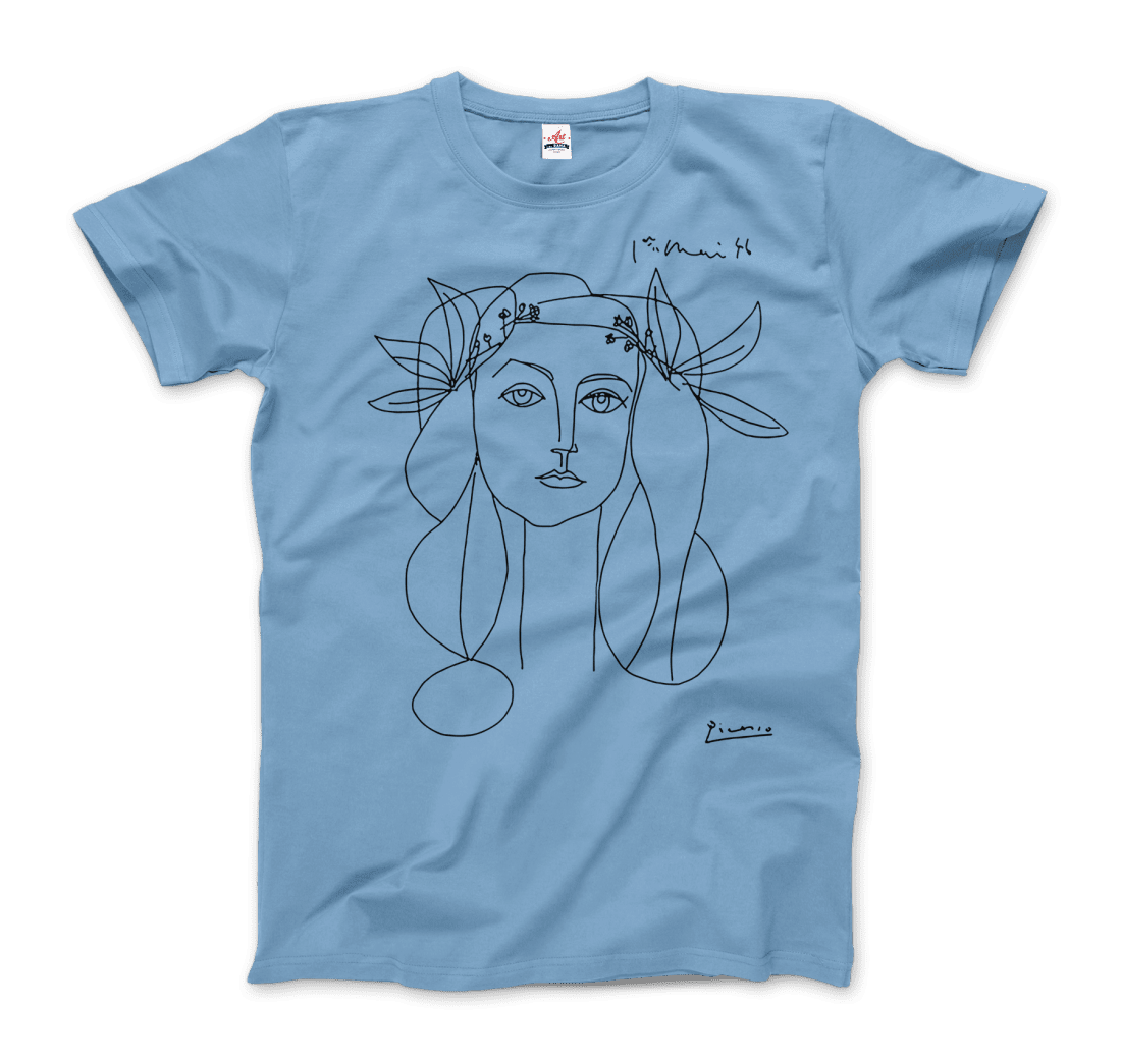 Pablo Picasso War and Peace 1952 Artwork T-Shirt-Men's Fashion - Men's Clothing - Shirts - Short Sleeve Shirts-Art-O-Rama Shop-Men-Light Blue-Granville Brothers