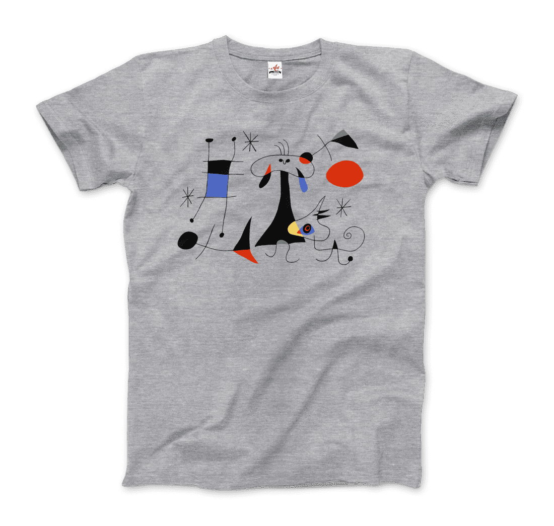 Joan Miro El Sol (The Sun) 1949 Artwork T-Shirt for Men and Women-Men's Fashion - Men's Clothing - Shirts - Short Sleeve Shirts-Art-O-Rama Shop-Men-Heather Grey-Granville Brothers