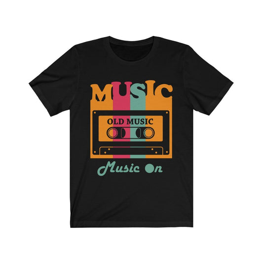Old Cassette Type Music Cotton T-Shirts for Men and Women-Men's Fashion - Men's Clothing - Tops & Tees - T-Shirts-Sunday T-Shrit-Black-L-Granville Brothers