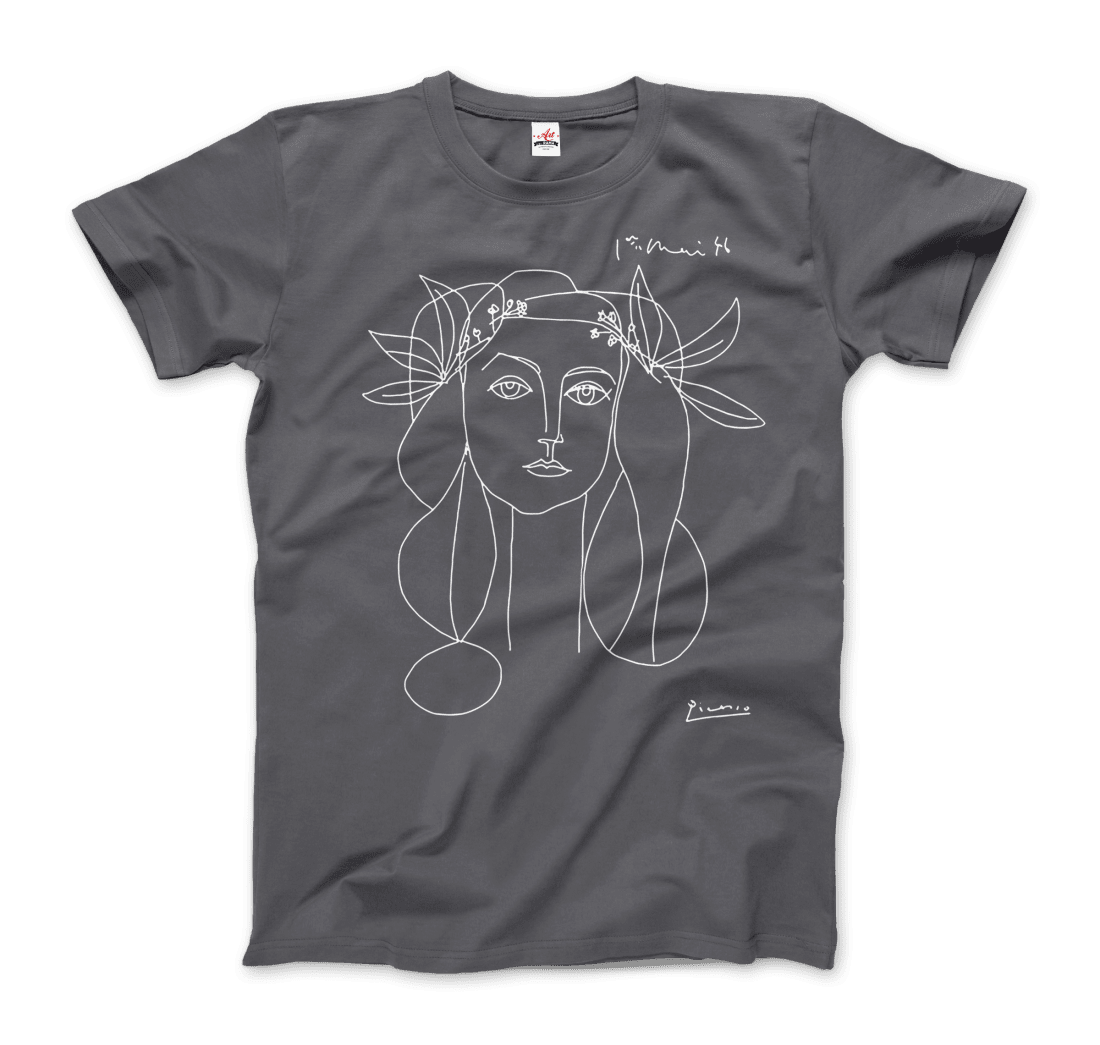 Pablo Picasso War and Peace 1952 Artwork T-Shirt-Men's Fashion - Men's Clothing - Shirts - Short Sleeve Shirts-Art-O-Rama Shop-Men-Charcoal-Granville Brothers