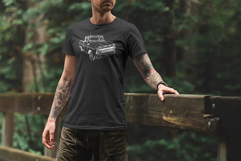 Old Chevy Truck Dark Grey T-Shirt For Men-Men's Fashion - Men's Clothing - Tops & Tees - T-Shirts-Paulville Goods-S-Granville Brothers