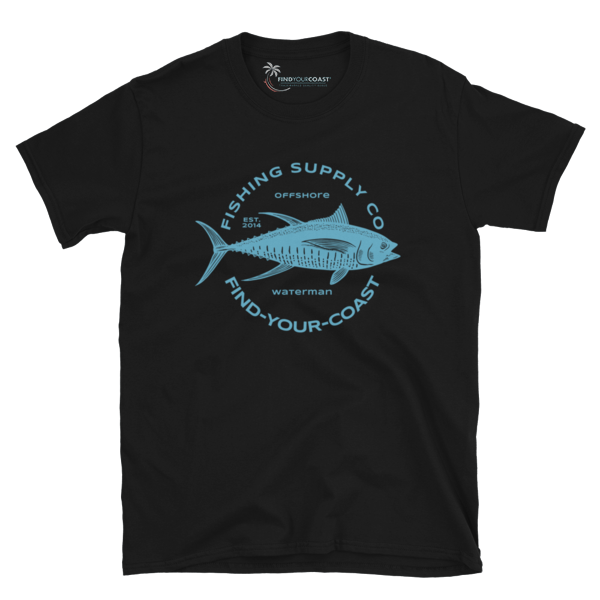 Men's Fishing Supply Co. Black Short-Sleeve T-Shirt-Men's Fashion - Men's Clothing - Tops & Tees - T-Shirts-Find-Your-Coast Apparel-S-Granville Brothers