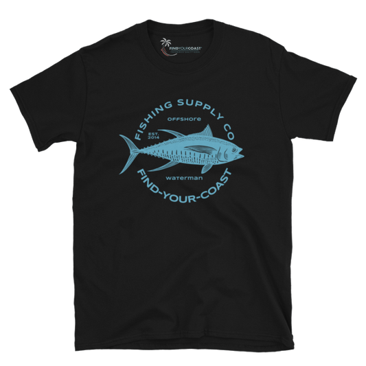 Men's Fishing Supply Co. Black Short-Sleeve T-Shirt-Men's Fashion - Men's Clothing - Tops & Tees - T-Shirts-Find-Your-Coast Apparel-S-Granville Brothers