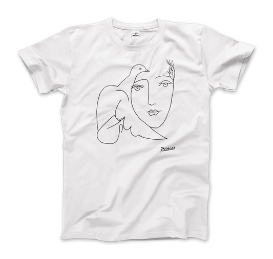 Pablo Picasso Peace (Dove and Face) Artwork T-Shirt for Men and Women-Men's Fashion - Men's Clothing - Shirts - Short Sleeve Shirts-Art-O-Rama Shop-Men-White-Granville Brothers