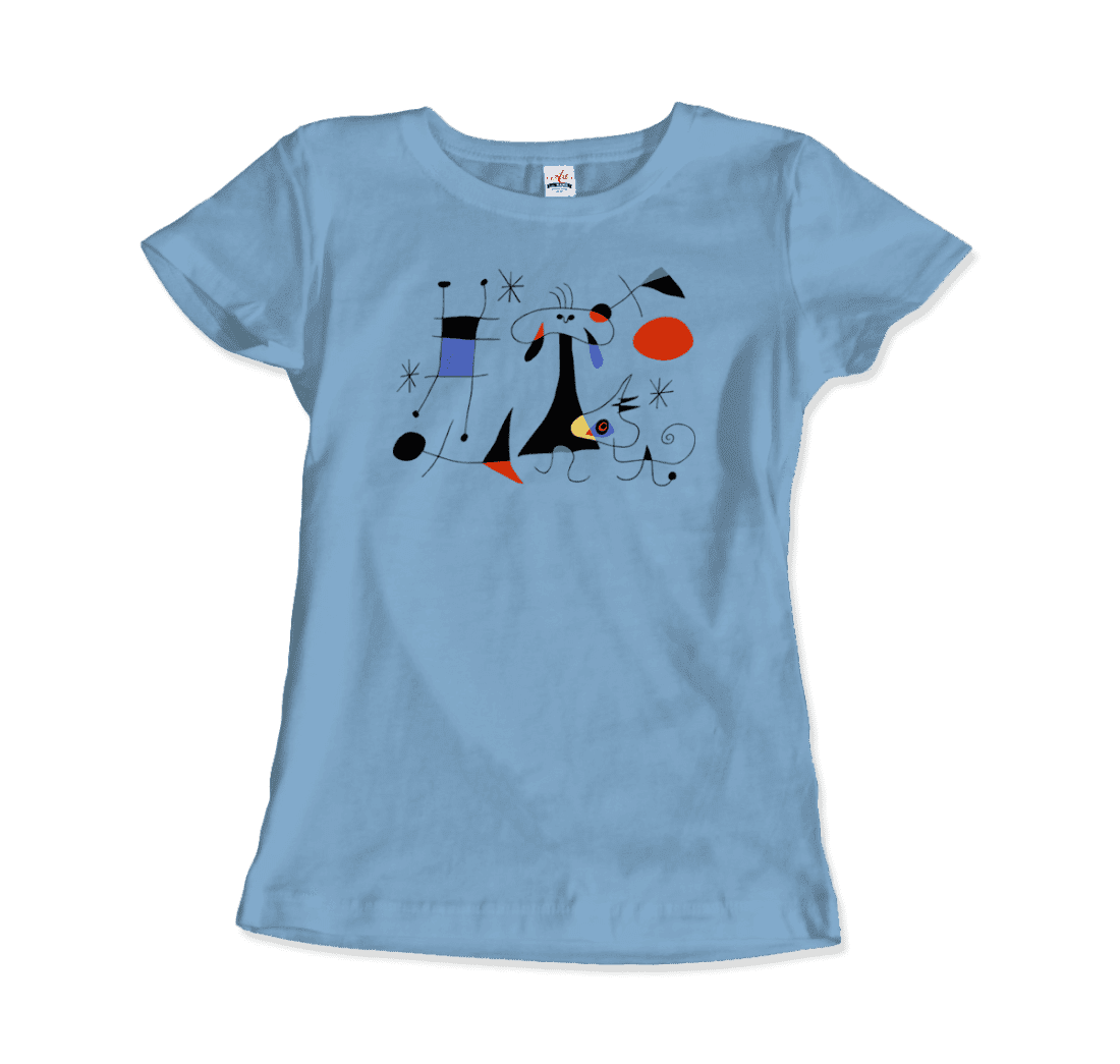 Joan Miro El Sol (The Sun) 1949 Artwork T-Shirt for Men and Women-Men's Fashion - Men's Clothing - Shirts - Short Sleeve Shirts-Art-O-Rama Shop-Women-Light Blue-Granville Brothers