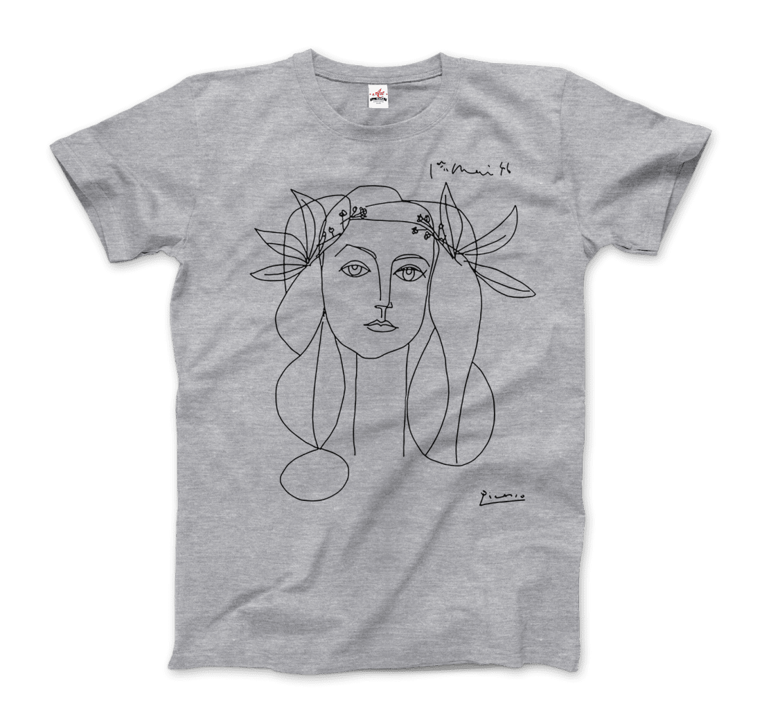 Pablo Picasso War and Peace 1952 Artwork T-Shirt-Men's Fashion - Men's Clothing - Shirts - Short Sleeve Shirts-Art-O-Rama Shop-Men-Heather Grey-Granville Brothers