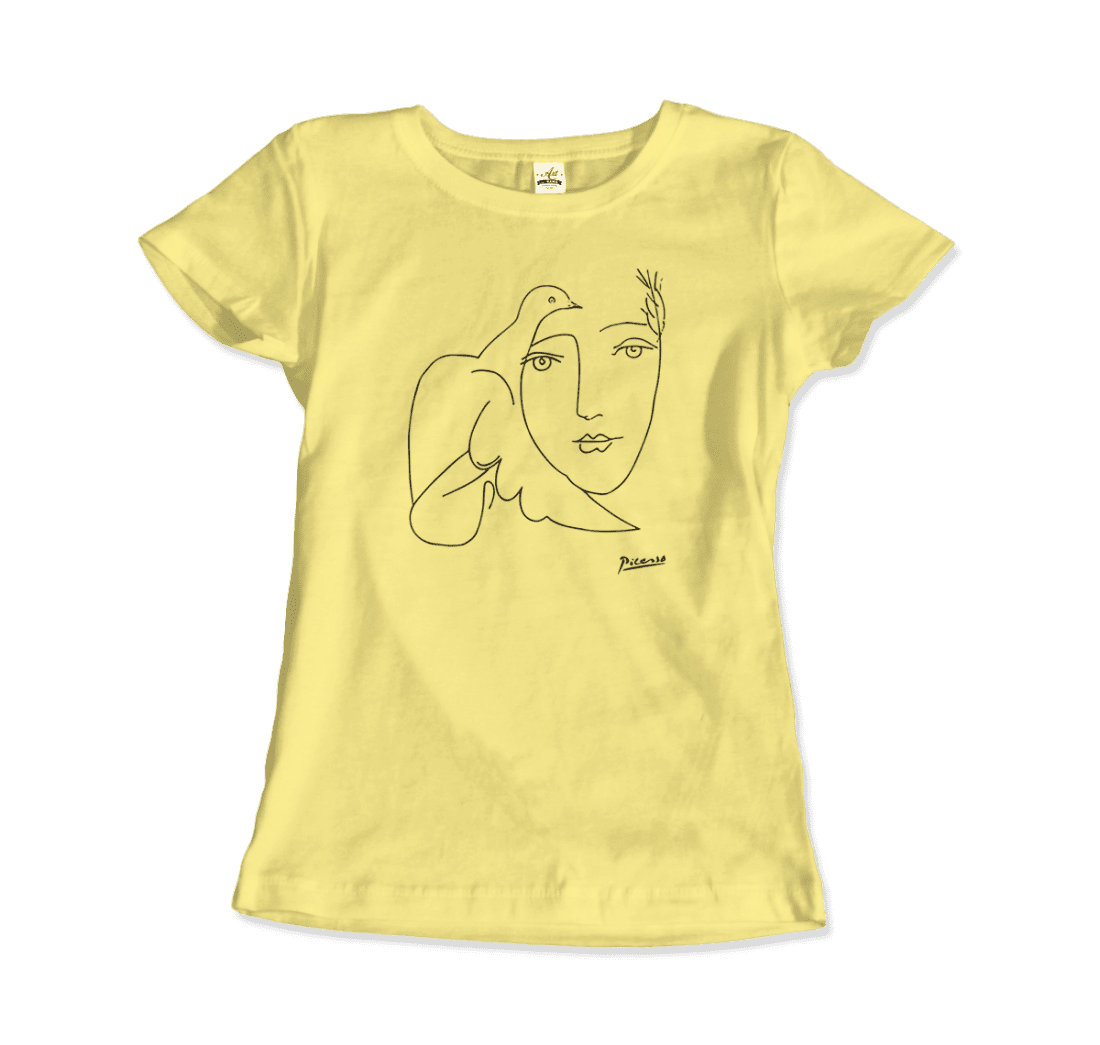 Pablo Picasso Peace (Dove and Face) Artwork T-Shirt for Men and Women-Men's Fashion - Men's Clothing - Shirts - Short Sleeve Shirts-Art-O-Rama Shop-Women-Spring Yellow-Granville Brothers