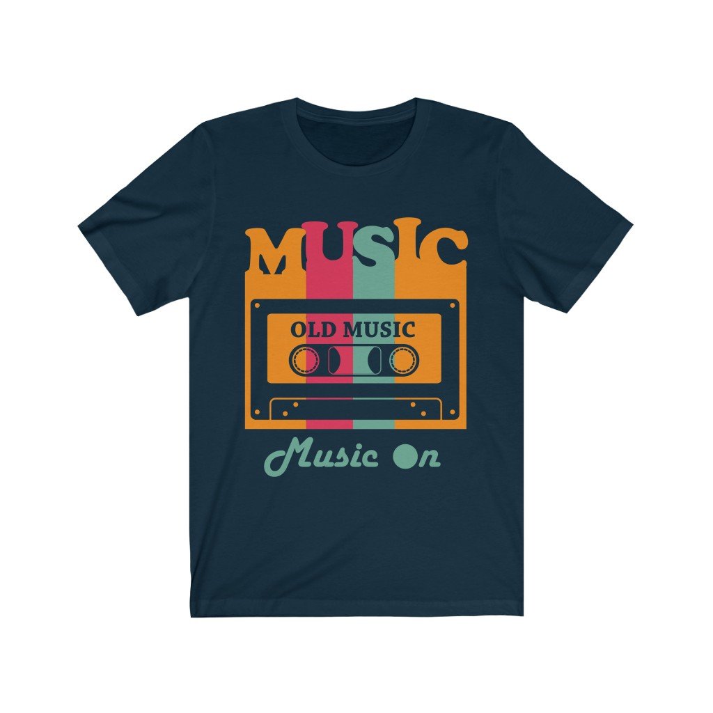 Old Cassette Type Music Cotton T-Shirts for Men and Women-Men's Fashion - Men's Clothing - Tops & Tees - T-Shirts-Sunday T-Shrit-Navy-XS-Granville Brothers