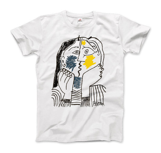 Pablo Picasso the Kiss 1979 Artwork T-Shirt for Men and Women-Men's Fashion - Men's Clothing - Shirts - Short Sleeve Shirts-Art-O-Rama Shop-Men-White-Granville Brothers