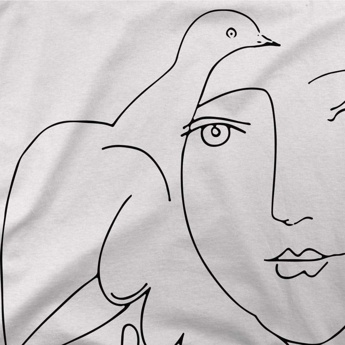 Pablo Picasso Peace (Dove and Face) Artwork T-Shirt for Men and Women-Men's Fashion - Men's Clothing - Shirts - Short Sleeve Shirts-Art-O-Rama Shop-Men-White-Granville Brothers