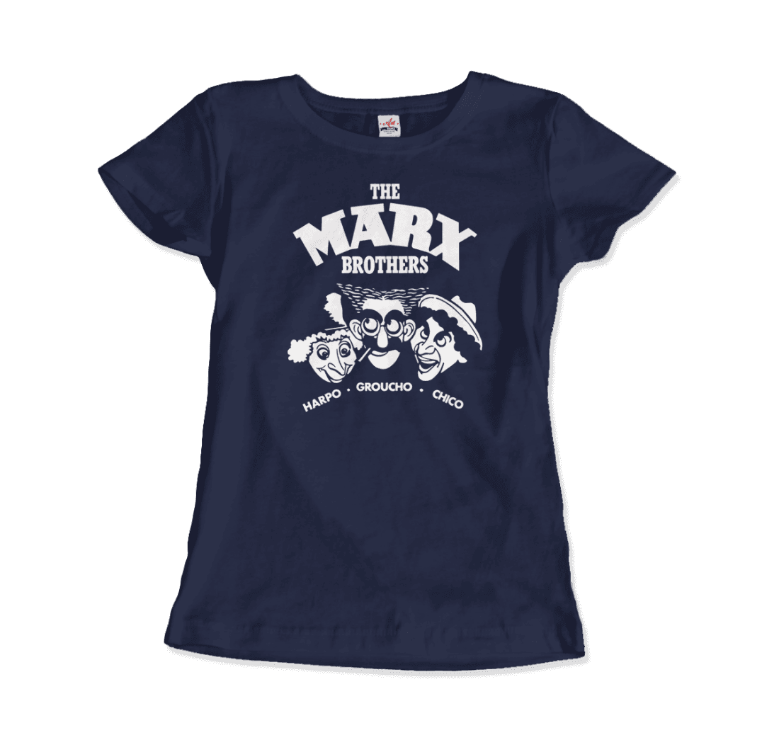 The Marx Brothers, Harpo, Groucho and Chico T-Shirt for Men and Women-Men's Fashion - Men's Clothing - Tops & Tees - T-Shirts-Art-O-Rama Shop-Women-Navy-Granville Brothers