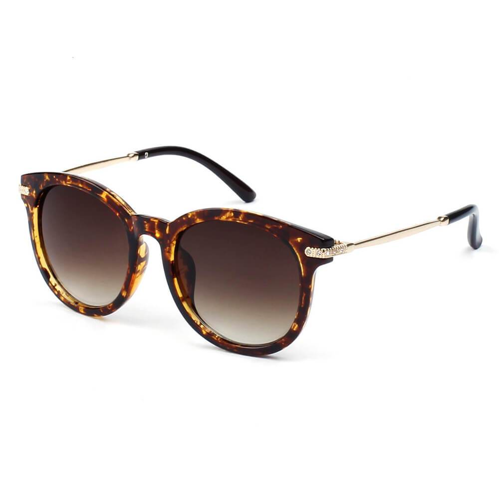 BRUSSELS | 289 - Round P3 Horn Rimmed Sunglasses With Embossed Hinges-Men's Fashion - Men's Accessories - Men's Glasses - Men's Sunglasses-Cramilo Eyewear-Tortoise - Amber Smoke-Granville Brothers