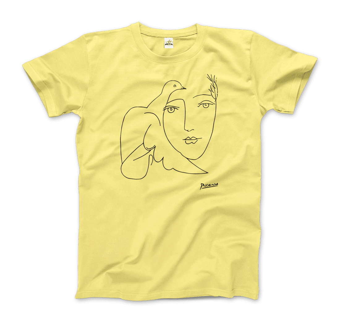 Pablo Picasso Peace (Dove and Face) Artwork T-Shirt for Men and Women-Men's Fashion - Men's Clothing - Shirts - Short Sleeve Shirts-Art-O-Rama Shop-Men-Spring Yellow-Granville Brothers