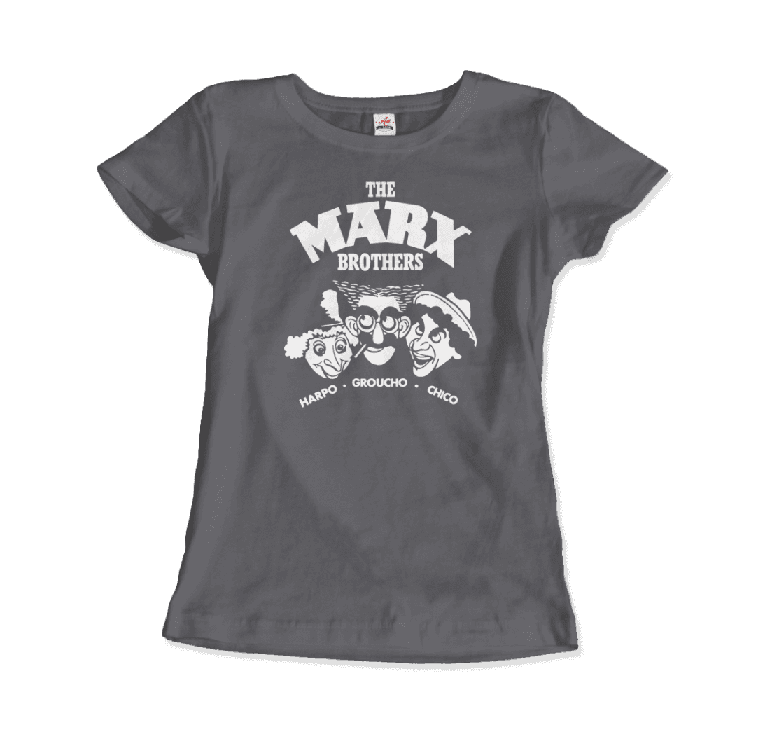 The Marx Brothers, Harpo, Groucho and Chico T-Shirt for Men and Women-Men's Fashion - Men's Clothing - Tops & Tees - T-Shirts-Art-O-Rama Shop-Women-Charcoal-Granville Brothers