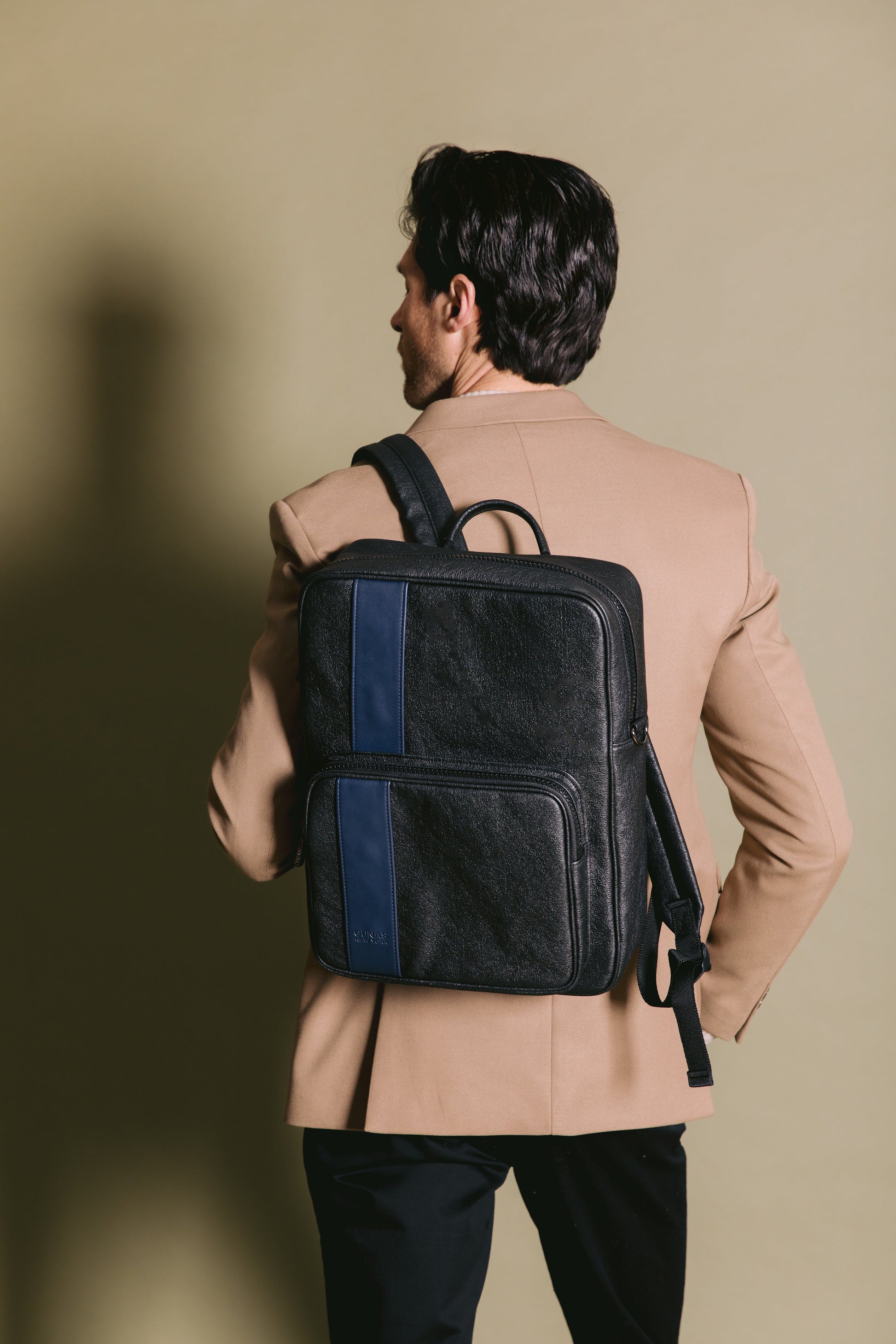 Jared - Grey Vegan Leather Men's Backpack-Bags & Luggage - Men's Bags - Backpacks-GUNAS NEW YORK-Granville Brothers