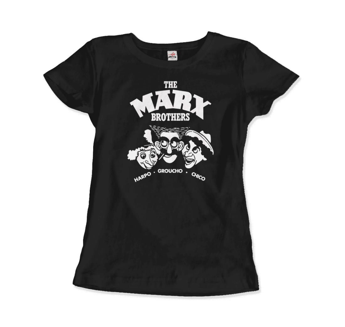 The Marx Brothers, Harpo, Groucho and Chico T-Shirt for Men and Women-Men's Fashion - Men's Clothing - Tops & Tees - T-Shirts-Art-O-Rama Shop-Women-Black-Granville Brothers