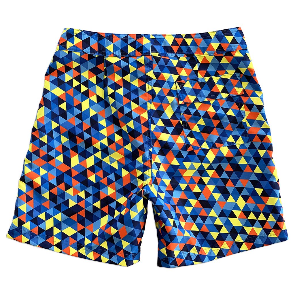 La Palma Eco-Beachwear Surf Geometric Blue 17" Boardshorts-Men's Fashion - Men's Clothing - Board Shorts-La Palma Eco-Beachwear-S-Granville Brothers