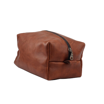 Leather Dopp Kit in Distressed Walnut for Men & Women-SutiSana-Granville Brothers