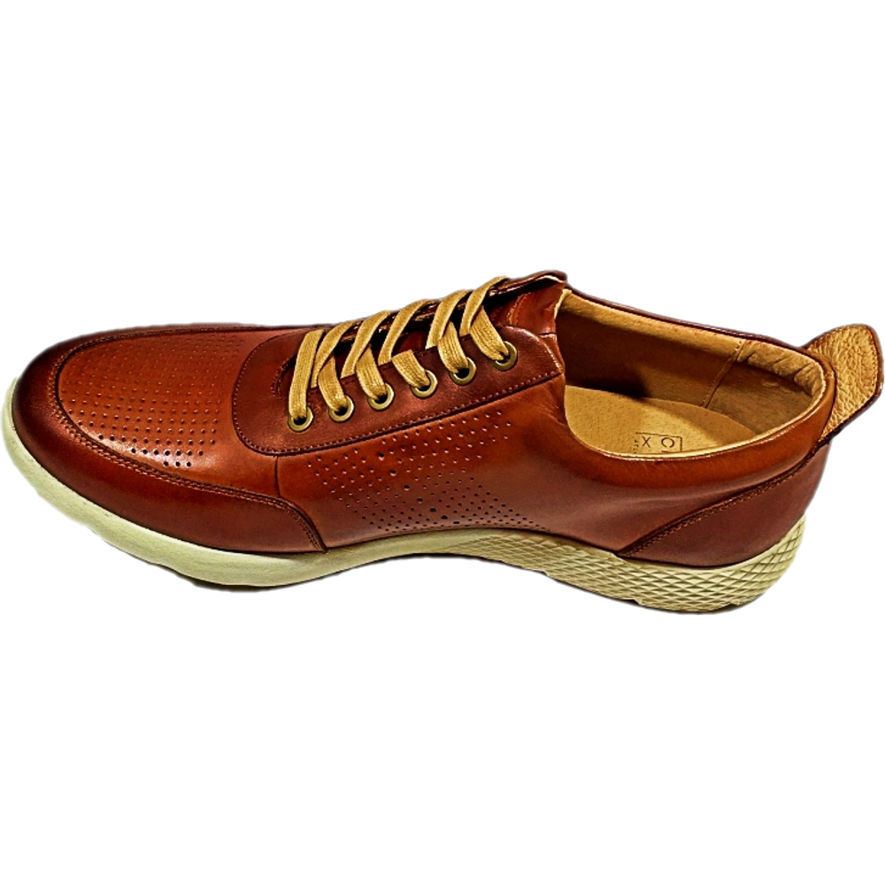 leather shoe with  tan rubber sole