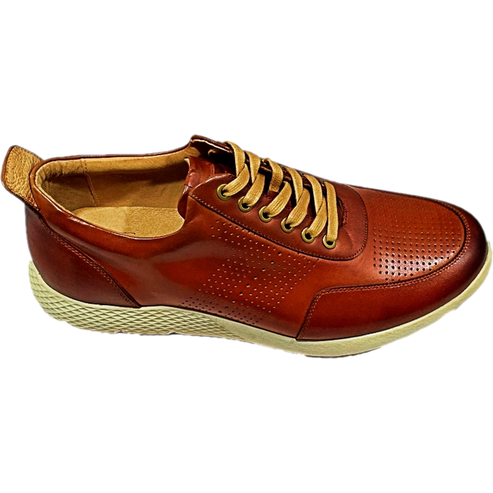 leather shoe with  tan rubber sole