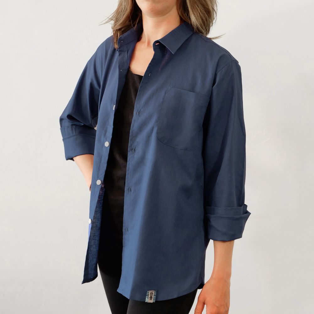 Linen Hemp Button Down Shirt for Men - Aegean Blue-EKZO-Granville Brothers