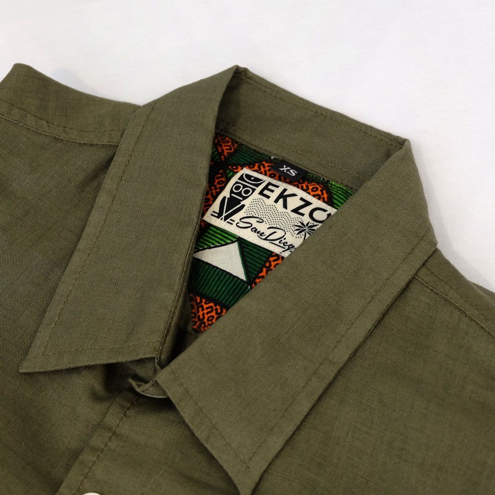 Linen Hemp Button Down Shirt for Men - Olive-EKZO-Granville Brothers