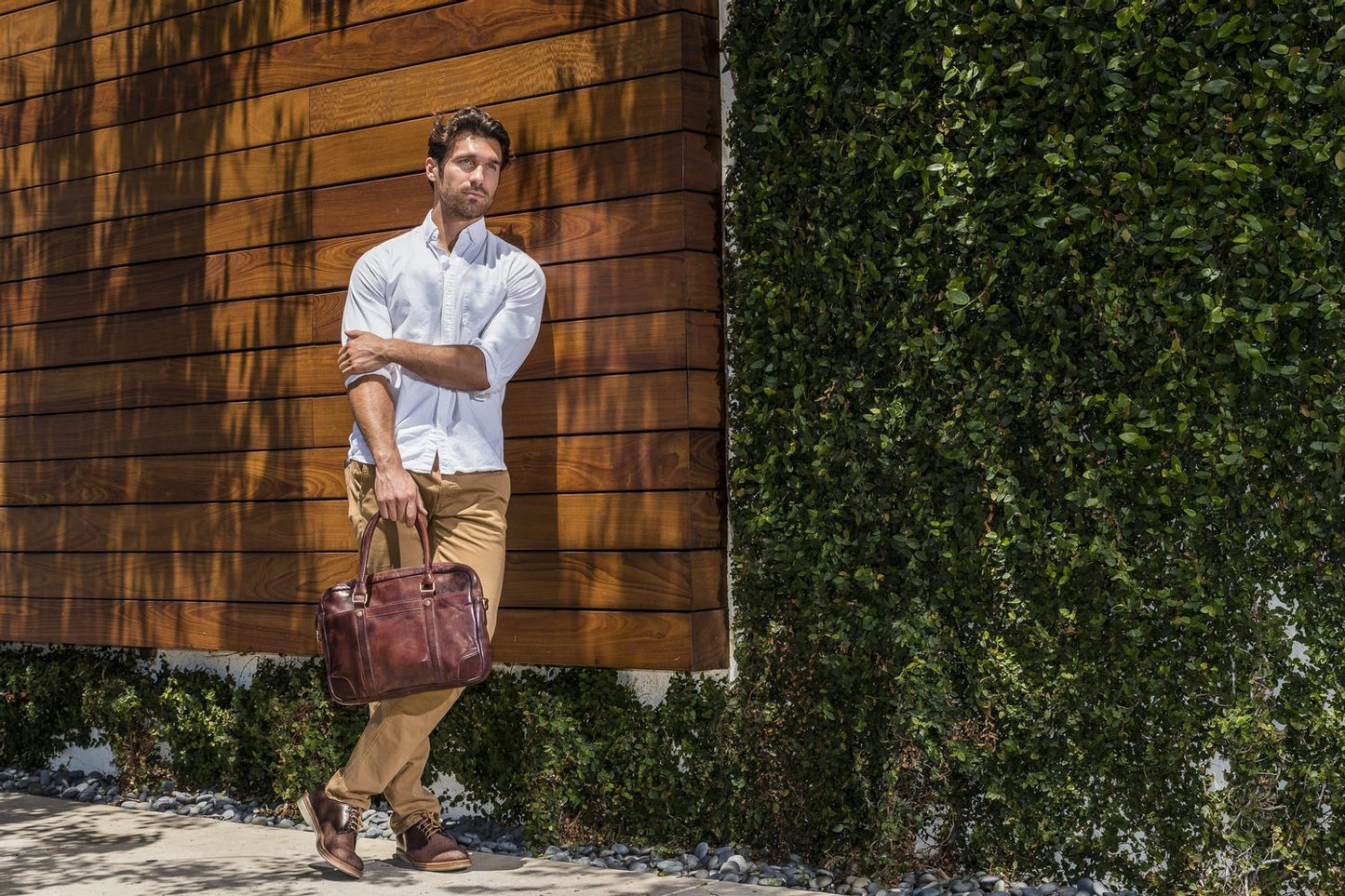 Sleek Leather Brief Case - Brown