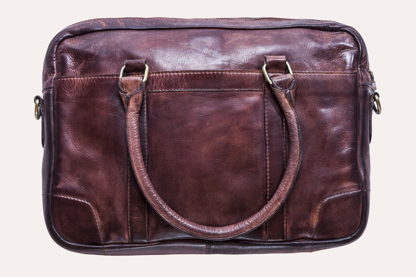 Sleek Leather Brief Case - Brown