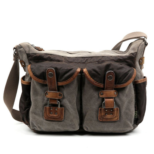 Tapa Two-Tone Canvas Mail Bag - Messenger Bag - Canvas - Leather Accents-Old Trend-Granville Brothers