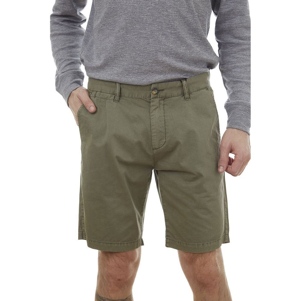 man in Adan Men's Twill Shorts - olive - front