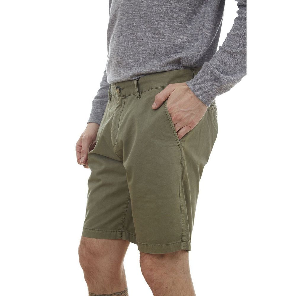 man in Adan Men's Twill Shorts - olive - side view