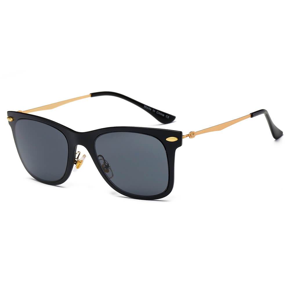 DUGALD | D31 - Classic Horn Rimmed Rectangle Fashion Sunglasses-Men's Fashion - Men's Accessories - Men's Glasses - Men's Sunglasses-Cramilo Eyewear-Black-Granville Brothers