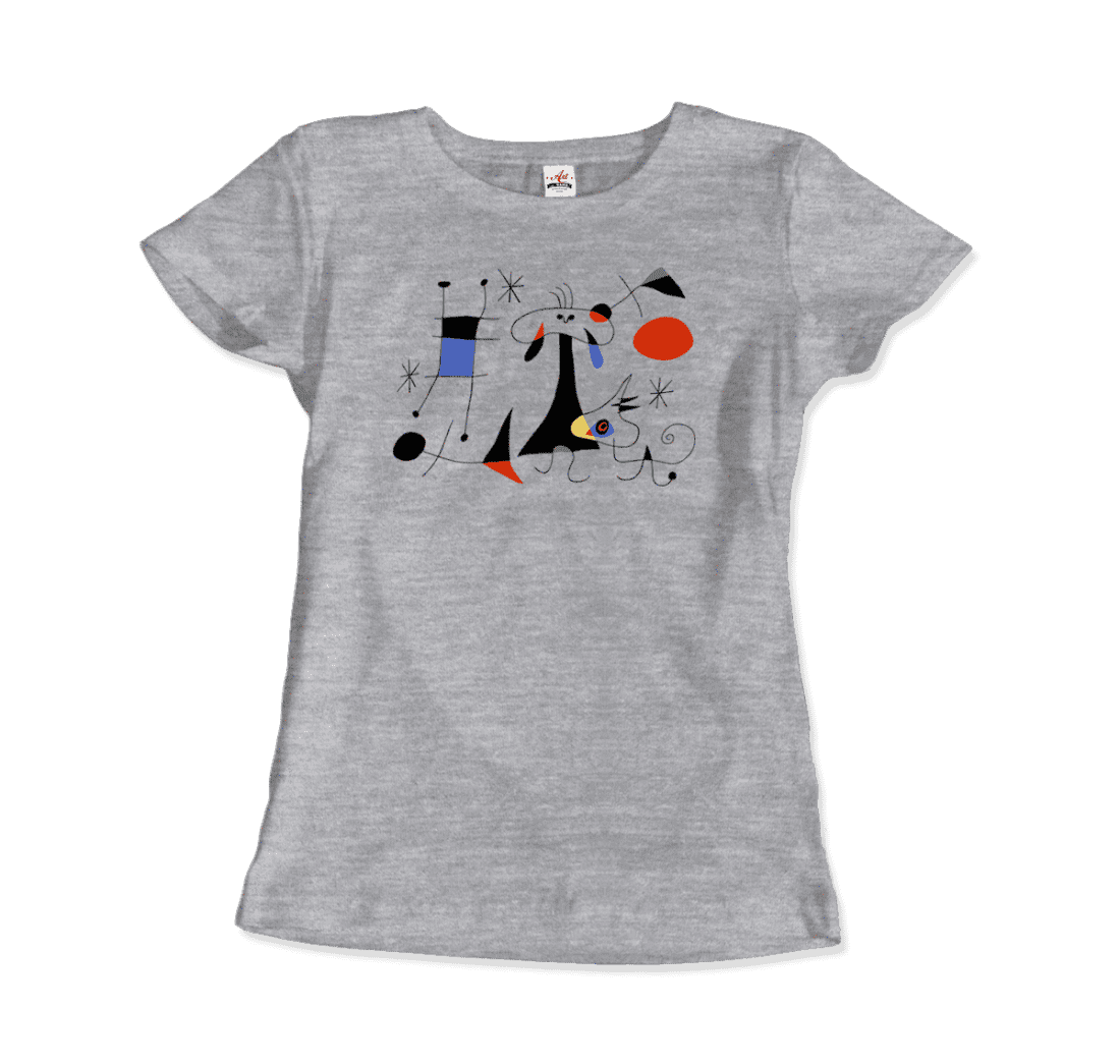Joan Miro El Sol (The Sun) 1949 Artwork T-Shirt for Men and Women-Men's Fashion - Men's Clothing - Shirts - Short Sleeve Shirts-Art-O-Rama Shop-Women-Heather Grey-Granville Brothers